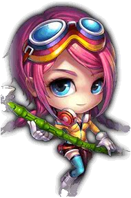Personagem com óculos de aviador e cabelo rosa